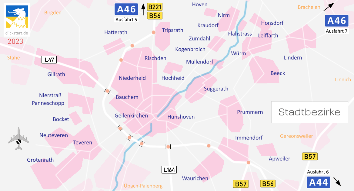 Geilenkirchen Ortschaften Stadtbezirke Karte